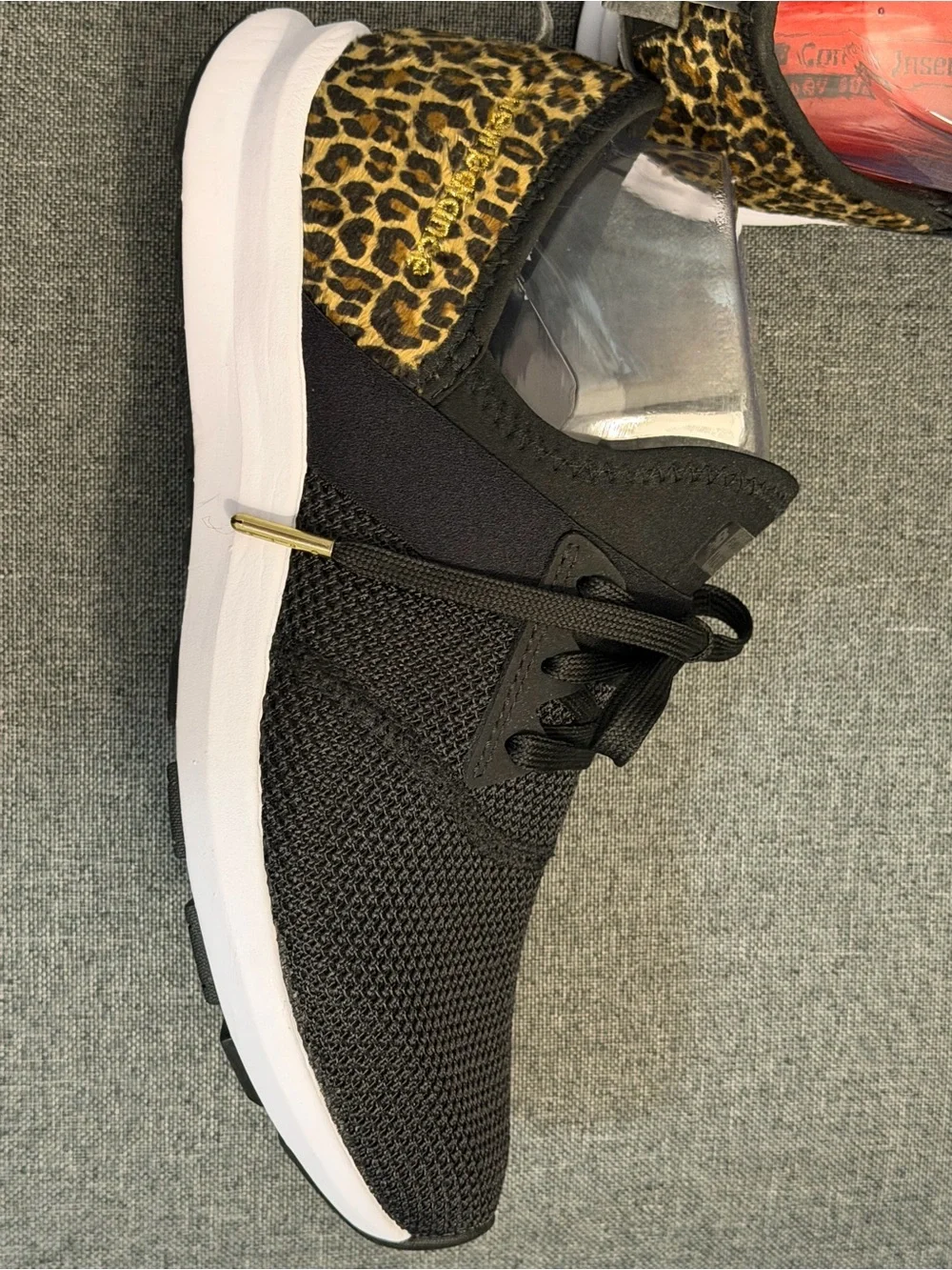 New Balance Black and White & Leopard Womens Knit Sneakers